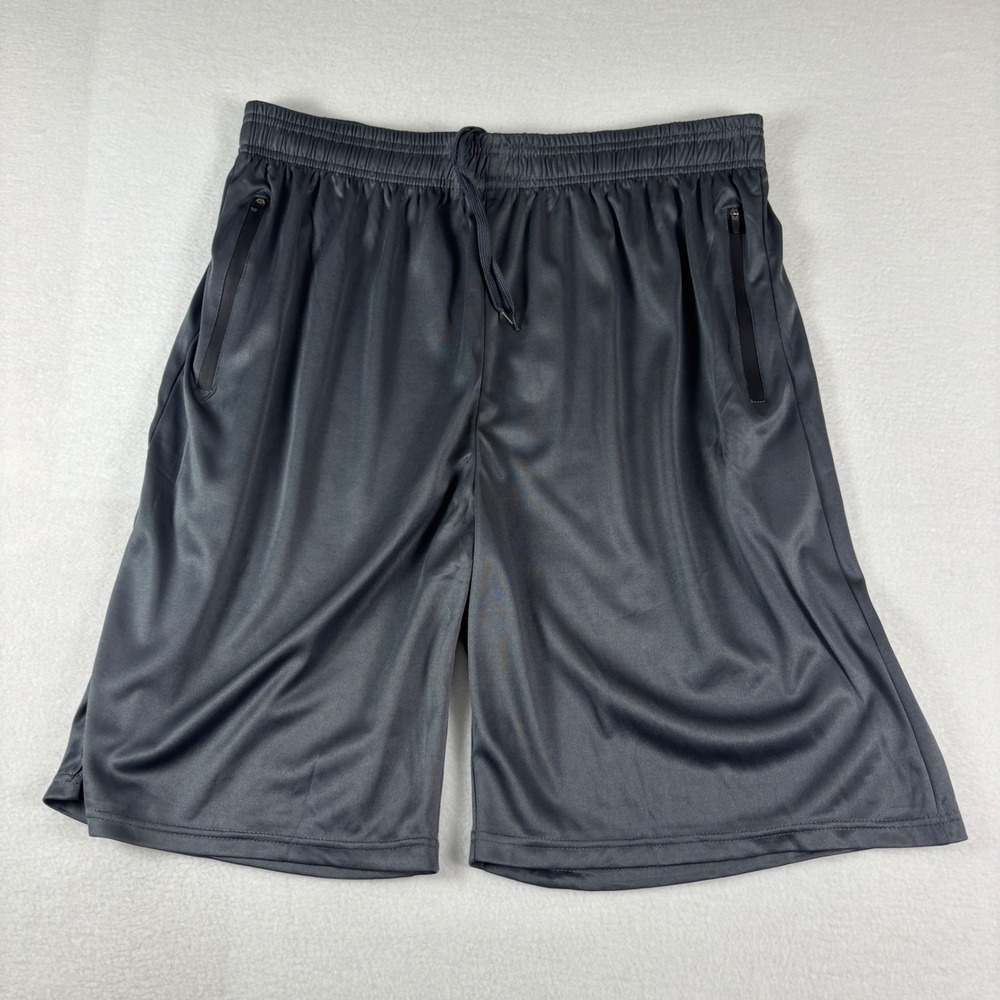 Ultra Performance Mens 2XL Charcoal Gray Zipper Pocket Athletic Gym Shorts